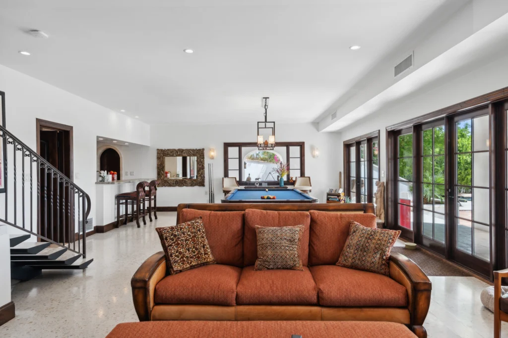 luxury short-term rental living room with upscale furnishings